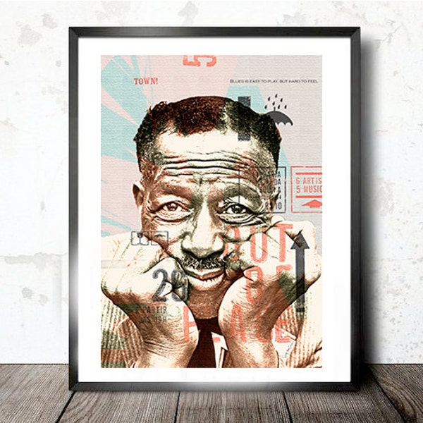 Son House - Collage, Photo, bues, jazz, Giclée, soul, music, decor, print , poster, wall, interior design, elegant-