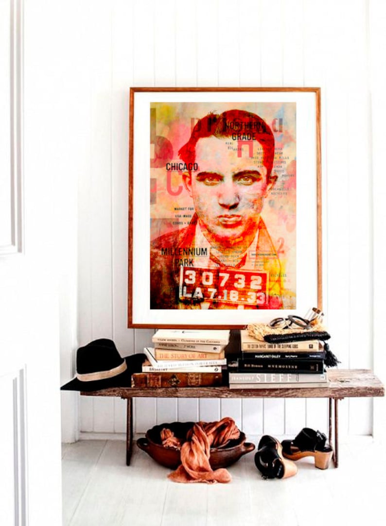 Mickey Cohen pop Art, Collage, Photo, Mafia, Chicago, Giclee, Gangster