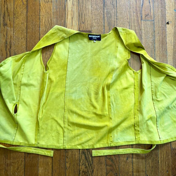 Vintage Yellow Suede Wrap Top - image 5