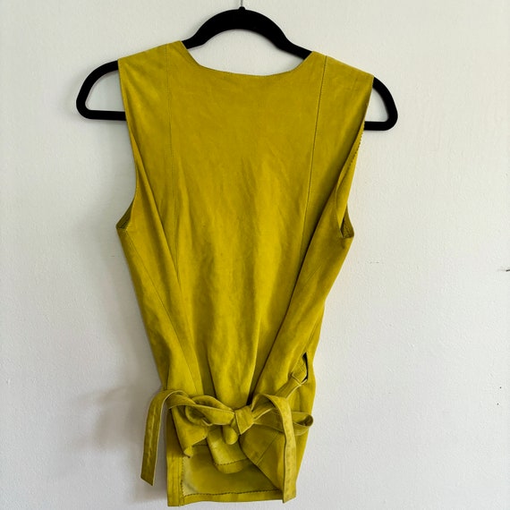 Vintage Yellow Suede Wrap Top - image 8