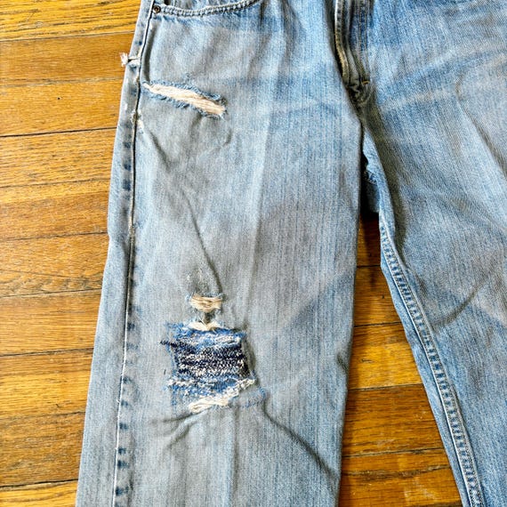 Distressed patchwork denim - image 2
