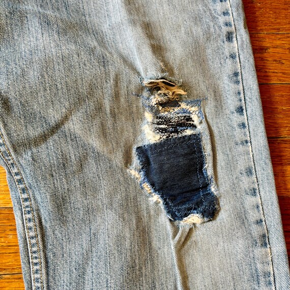 Distressed patchwork denim - image 3