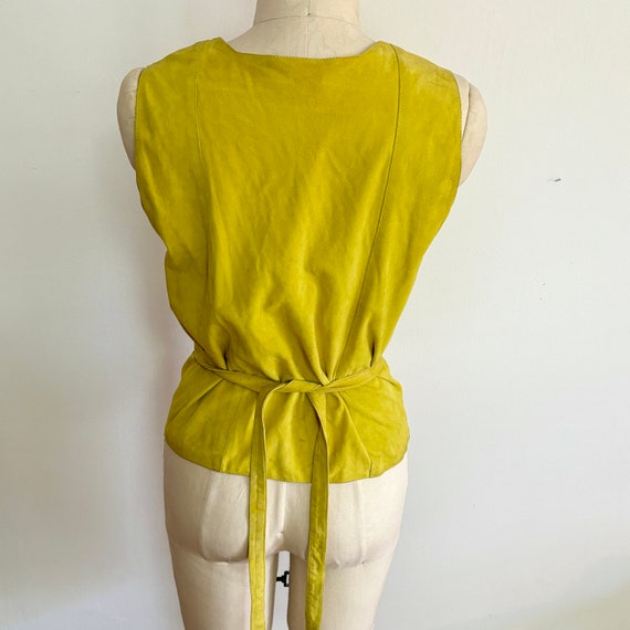 Vintage Yellow Suede Wrap Top - image 4