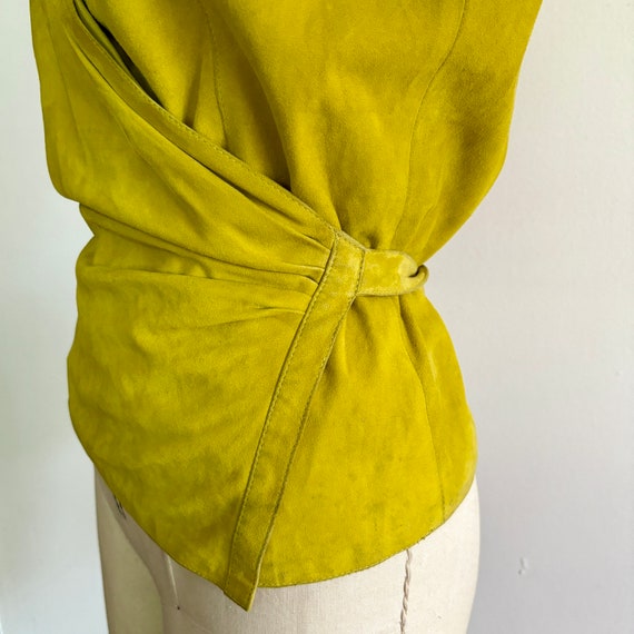 Vintage Yellow Suede Wrap Top - image 3