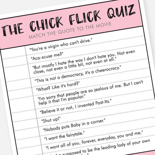 Movie Love Quotes Trivia Game Instant Download Romantic - Etsy