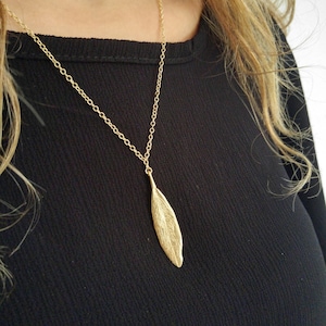 Gold olive leaf necklace, Nature Leaves, Unique necklace, Leaf jewelry, Brithday gift for her, Olive leaf pendant, Holy Land gift