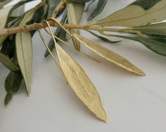 Olive leaf earrings, Peace symbol, Nature leaf jewelry, Jewelry inspired by the olive trees in the Galilee region of the Holy Land
