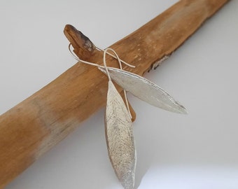 Silver Long Olive leaf earrings, Natural Jewelry, Long Earrings Leaf jewelry, Birthday Gift for her Unique Gift for women Nature lovers gift
