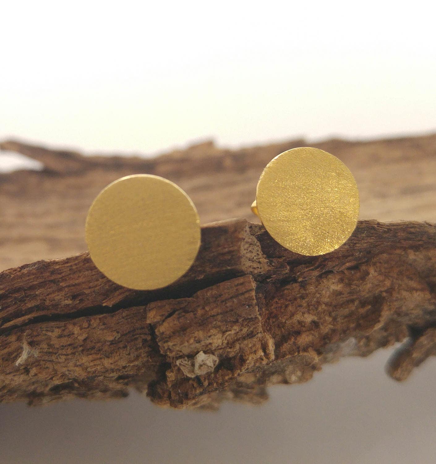 Gold stud earrings with flat back Flat disc earring 10mm Etsy
