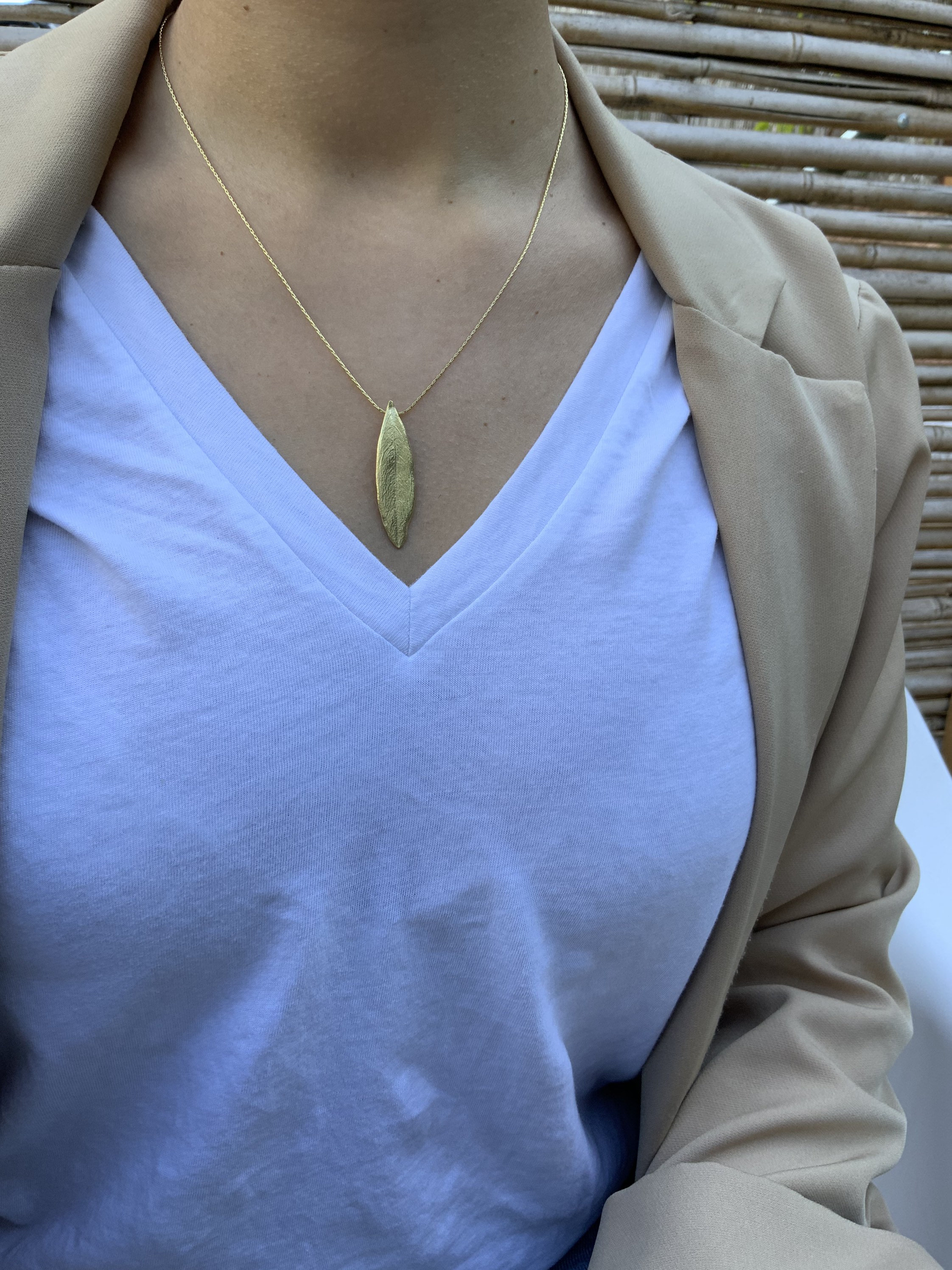 Long gold olive leaf necklace, Nature Leaves, Unique necklace, Leaf jewelry, Daily necklace, Brithday gift for her, Olive leaf pendant