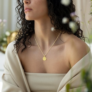Gold Circle Charm Necklace, Tiny Mini Swirl Necklace,  Gold Spiral Necklace, Spiral Pendant, Journey of Life, unique gifts for women