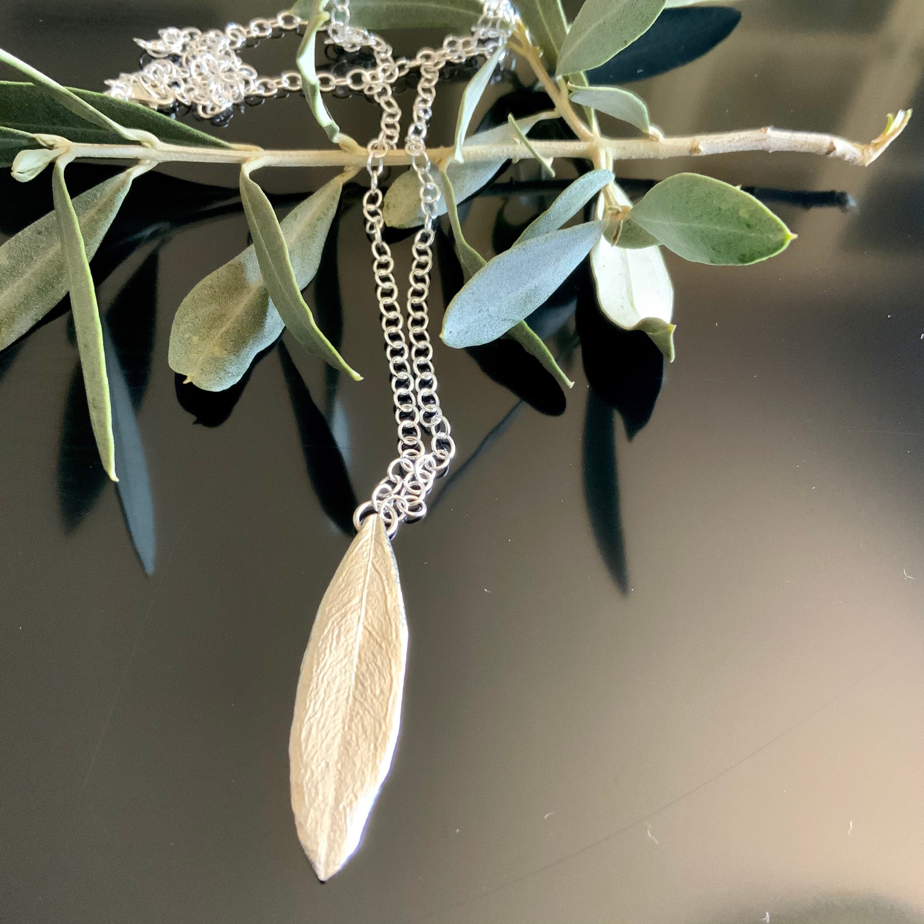 Silver Olive Leaf Necklace Nature Leaves Unique Necklace Etsy UK