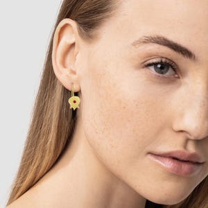 Gold Pomegranate Earrings, Hanging earrings, Bat Mitzvah Gift ,Judaica jewelry, Everyday earrings, Gift for girlfriend, Rosh Hashana gift