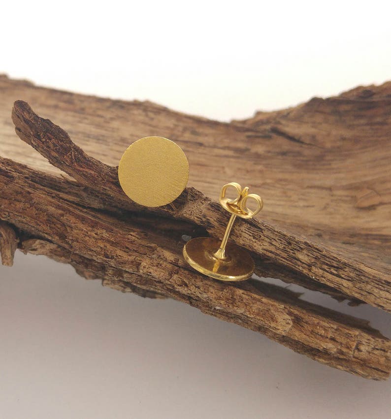 Gold stud earrings with flat back Flat disc earring 10mm Etsy