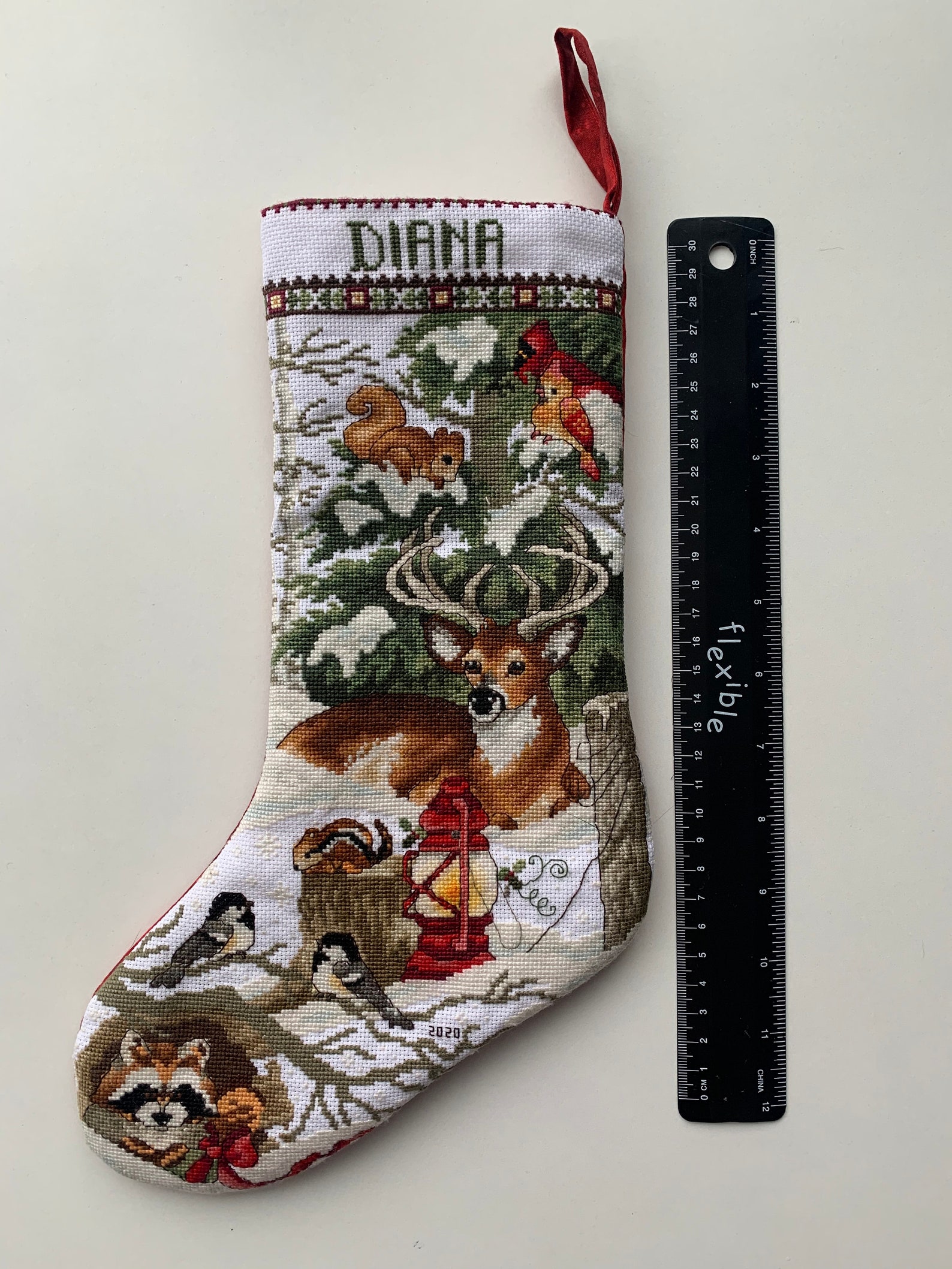 Christmas stocking cross stitch Christmas finished Etsy