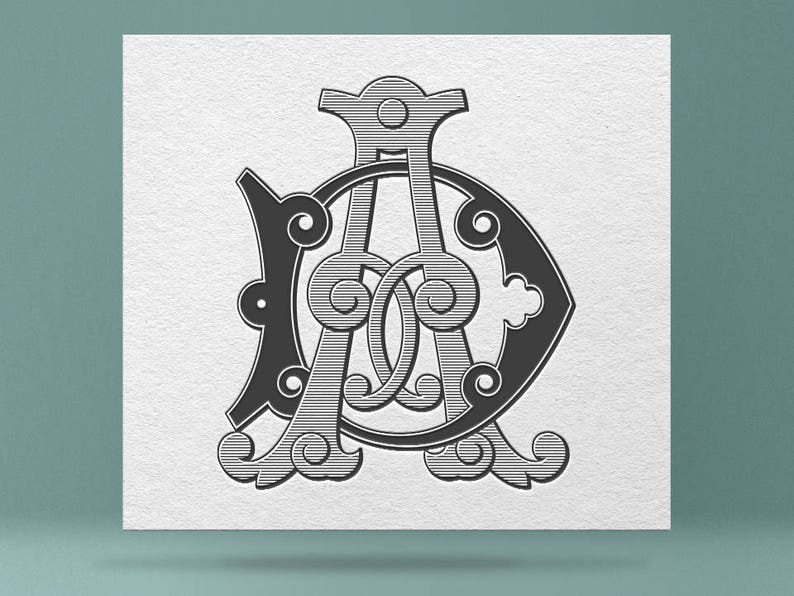 Wedding Monogram AD DA Vintage monogram Digital | Etsy