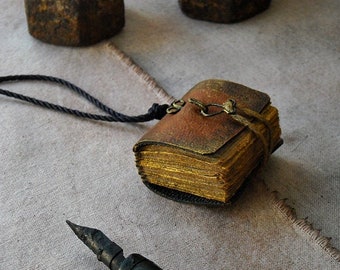 Miniature Bookish Pendant 'Write A Story' Handmade Faux Leather Wearable Journal Charming Little Diary Gift