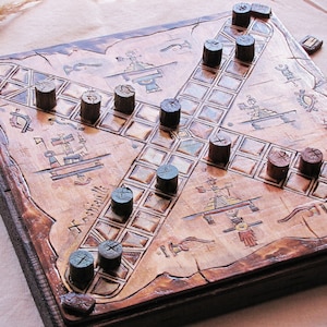 Patolli - Juego de mesa de madera personalizado, hecho a mano, pequeño juego de carreras maya, antiguo juego de mesa mesoamericano para 4 jugadores, regalo familiar único