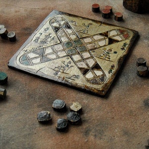 Patolli Small Handmade Board Game, Ancient Mayan Miniature Portable Table Game 2-4 Players, Antique Mesoamerican Pyrography Art 20 X 20 cm image 5