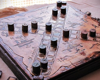 Handmade Patolli Board Game, Unique Wooden Mayan Racing Game, Ancient Mesoamerican Pyrography Carving Art, Traditional Aztec Gaming Gift