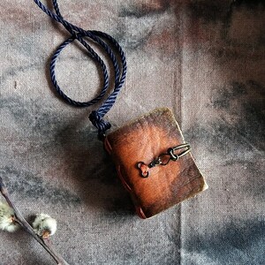 Mini Journal Necklace "Desert Mystery" Small Handmade Faux Leather Locket Recycled Fantasy Bookish Charm