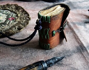 Miniature Diary Locket 'Hidden Flower' - Small Handmade Wearable Book Pendant - Eco Faux Leather & Recycled Paper - Unique Birthday Gift