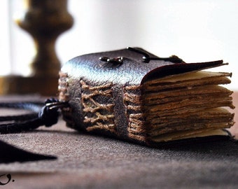 Miniature Book Charm 'Alchemy' Handmade Small Leather Journal Pendant Bookish Necklace Tiny Wearable Travel Diary