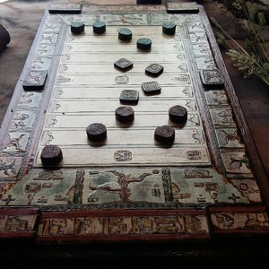 Puluc Board Game, Handmade Wooden Mayan Table Game, Ancient Mesoamerican Bul, Unique Traditional Aztec Warrior Game, Antique Players Gift