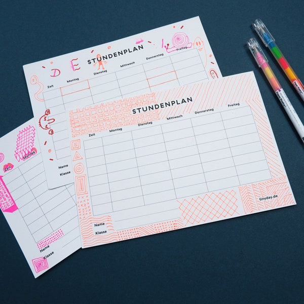 DIY Stundenplan-Set | Stundenplan + Gel-Stift | Einschulung Schulstart Schultüte