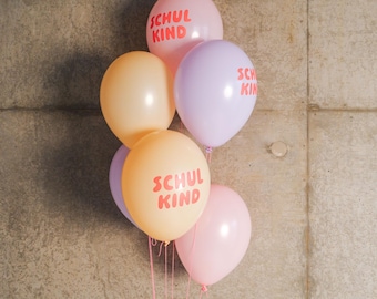 Bio-Schulkind Luftballon 6er Set | rosa-Mix | Normaldruck | Dekoration zur Einschulung | 100% Naturkautschuk