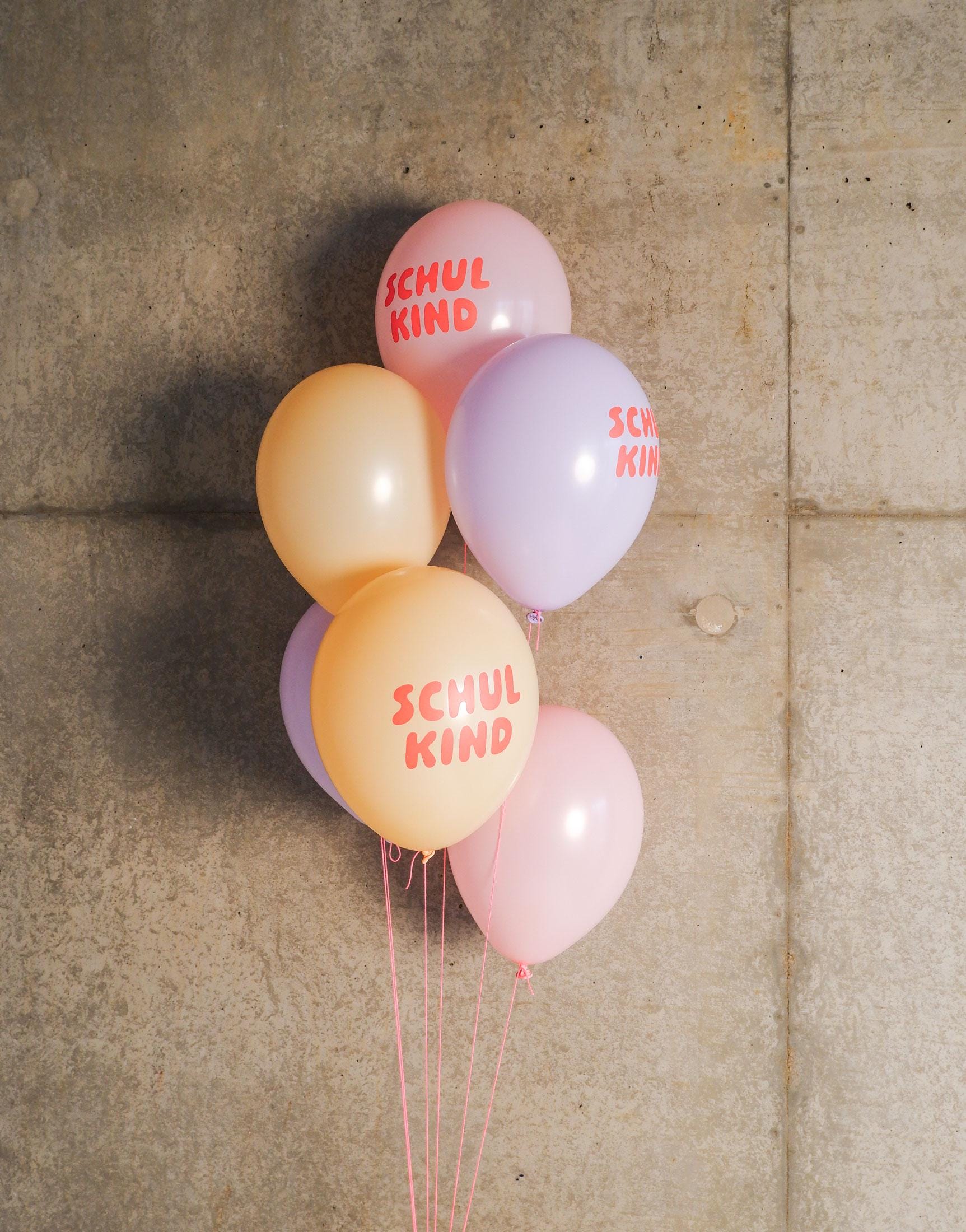 Organic schoolchild balloon set of 6 | pink mix | normal print | decoration for school enrollment | 100% natural rubber