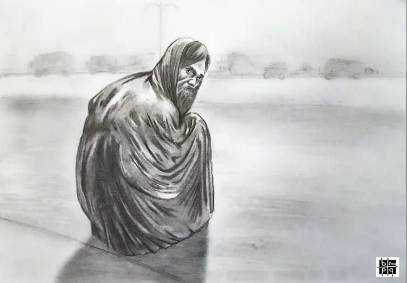 Print Of Original Pencil Drawing Of A Man On Th Stretts Of Dheli Homeless Man In The Street Portrait Of An Homeless Old Man Graphite Art Collectibles Lifepharmafze Com