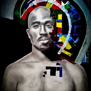 2Pac Print of original pencil and Oil painting. Hip hop legend Poster.