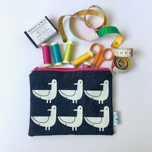 Zipped Pouch Large Pencil Case Make up Case Seagull image 2