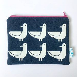 Zipped Pouch Large Pencil Case Make up Case Seagull Pink