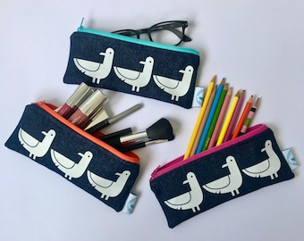 Zipped Pouch Small, Pencil Case, Make up case, Seagull