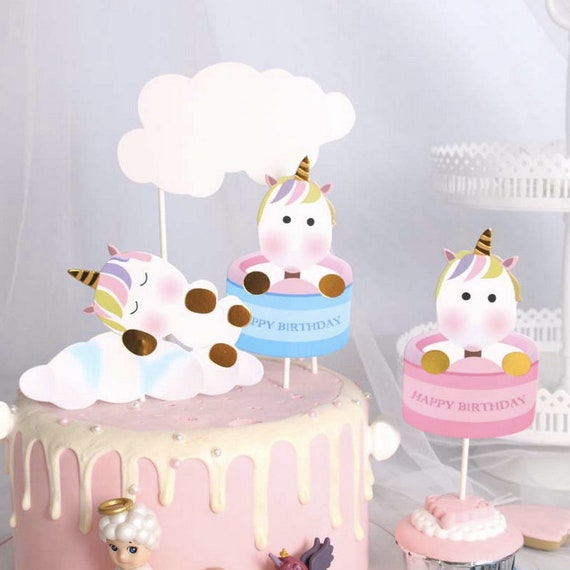 Pink Cake Toppers Blue Cake Toppers Unicorn Cake Toppers Etsy
