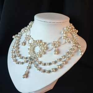Wedding Faux Pearl Necklace, Victorian Bridal Choker, Vintage Bridal Necklace, Wedding Victorian Necklace, Pearl Necklace collier Florence