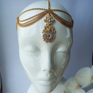Bohemian Multi-layer Round Sequins Head Chain - Boho Gold Silver Tone Bridal Head band - Hair Jewelry Accessories for Women