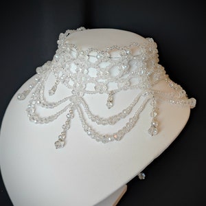Multi Strand Crystal Clear Choker, Wedding Transparent Necklace, Victorian Bridal Choker, Vintage Bridal Necklace, Victorian Necklace