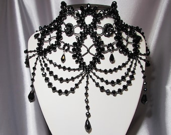 Cuello Hombro Collar Gótico Declaración Gargantilla Corsé Cuello Negro Collar Victoriano Chocker para mujer Encaje Cuello Corsé Gótico Gargantilla Con cuentas