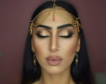 Or Argent Arabe Mariage Déesse Nuptiale Boho Boho Grecian Tête Chaîne Cheveux Bijoux Tête Pièce Bollywood Mariage Princesse