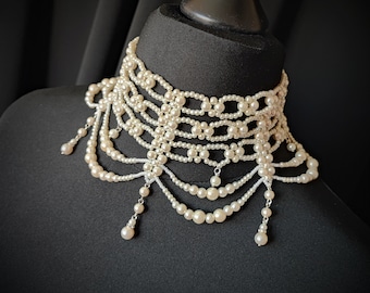 [BLACKMUSE] 925Silver☆Pearl color mix choker Amazon.com: Pearl Choker Necklace with Rhinestone Accen