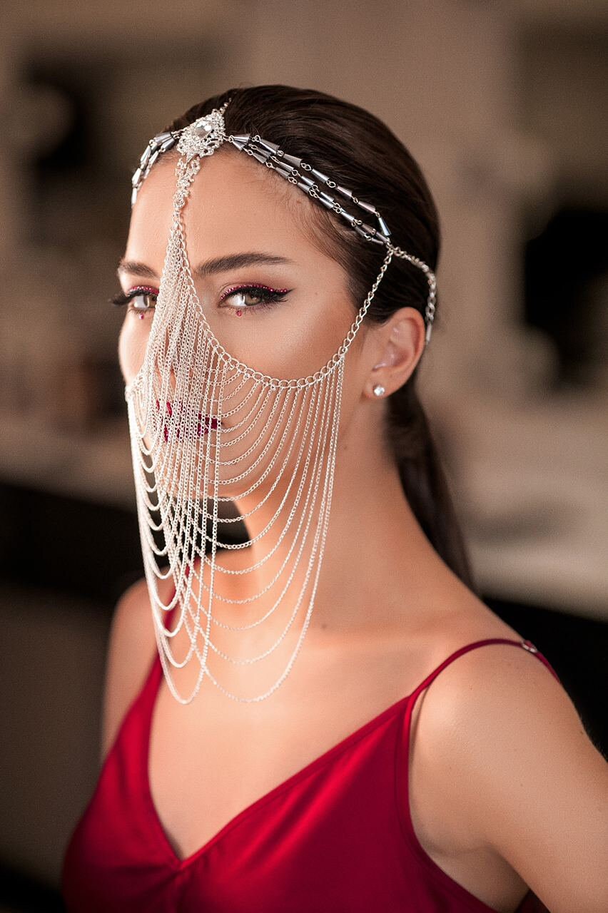 Prizm silver mask, masquerade, googles, Headpiece, headdress, headpiece