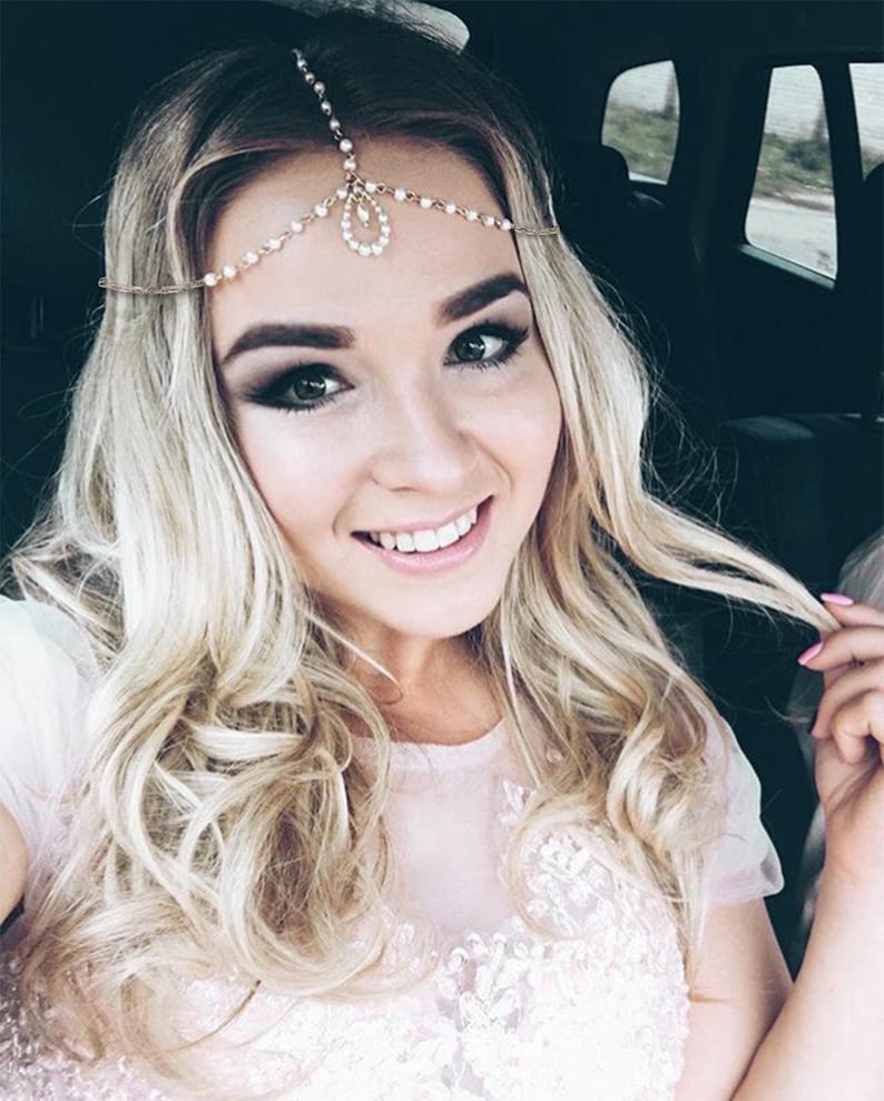 Bridal Head Chain Boho Headpiece Hair Jewelry Chain Etsy