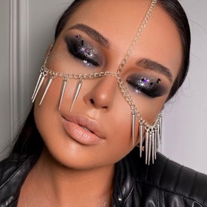 Silver/Gold chain mask, Burning Man Mask, Metal face chain, Fashion mask, Gold face veil, Gold face chain, Belly dance jewelry,/