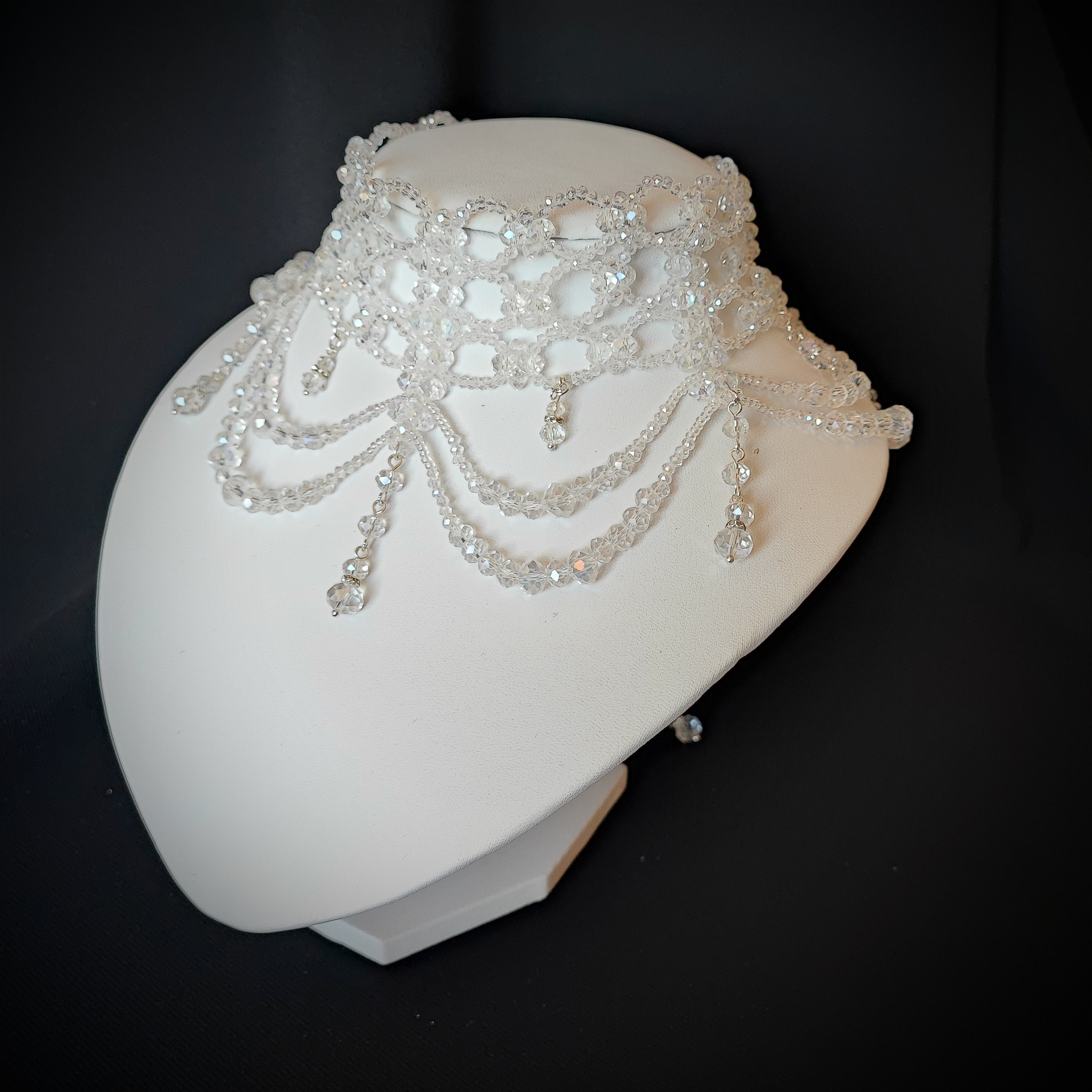 正規品 andmary Claire choker tops Multi Strand Crystal Clear Choker, Wedding Transparent Necklace