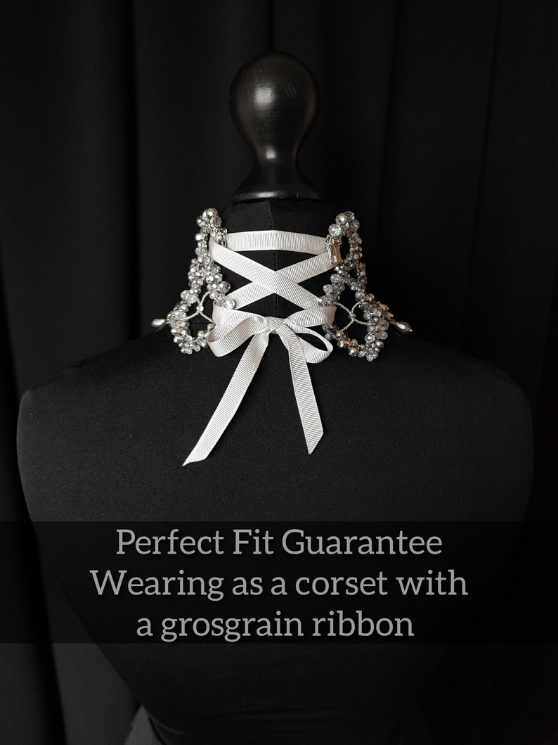 Silver Statement Choker, Pageant Necklace, Silver Lace Choker, Luxury Choker, Vintage Diamond Choker, Party Choker, Bridal Choker image 5