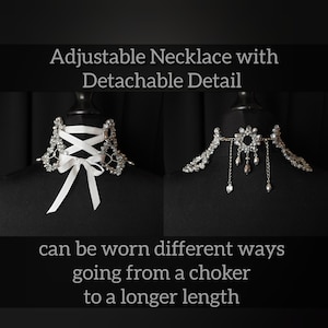 Silver Statement Choker, Pageant Necklace, Silver Lace Choker, Luxury Choker, Vintage Diamond Choker, Party Choker, Bridal Choker image 6