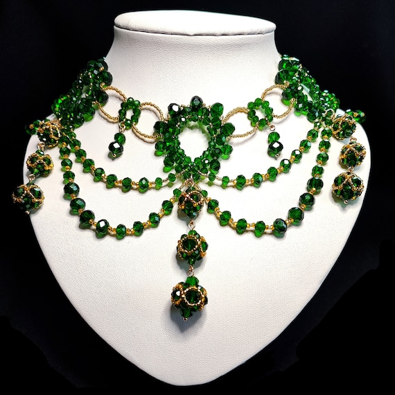 Emerald green cheap statement necklace